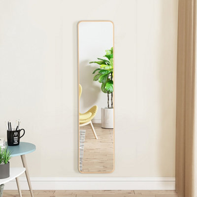 Living And Home Gold Rectangle Full Length Mirror Wall Mounted Or Over The Door Floor Mirror Framed Mirror Round Corner 28 X 118 Cm - image 1