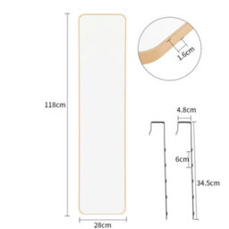Living And Home Gold Rectangle Full Length Mirror Wall Mounted Or Over The Door Floor Mirror Framed Mirror Round Corner 28 X 118 Cm - thumbnail 6