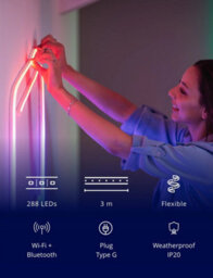 Twinkly Flex App-Controlled Flexible Light Tube With Rgb (16 Million Colours) Leds. 3 Meters. White Wire. Indoor Smart Home Light - thumbnail 9