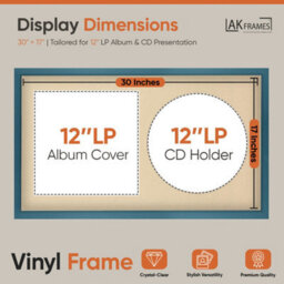 "30X17"" Navy Blue Sleek Vinyl Record Frame With Ivory Mount For 12 Inch Lp Album Cover & Disc - Ak Frames" - thumbnail 2