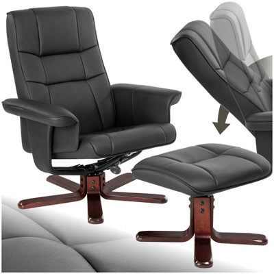 Tectake 1 Armchair - With Stool, Adjustable Backrest, Rotatable - Black/brown - image 1
