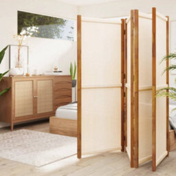 Berkfield 4-Panel Room Divider Cream White 280X180 Cm - thumbnail 3