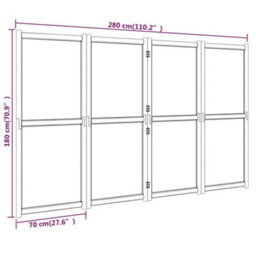 Berkfield 4-Panel Room Divider Cream White 280X180 Cm - thumbnail 9