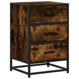 Berkfield Elegant Bedside Cabinet Smoked Oak 40X34.5X60 Cm Engineered Wood And Metal