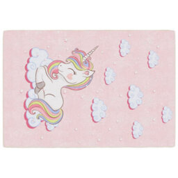 Berkfield Kids' Rug Pink 160X230 Cm Unicorn Washable Anti Slip - thumbnail 2