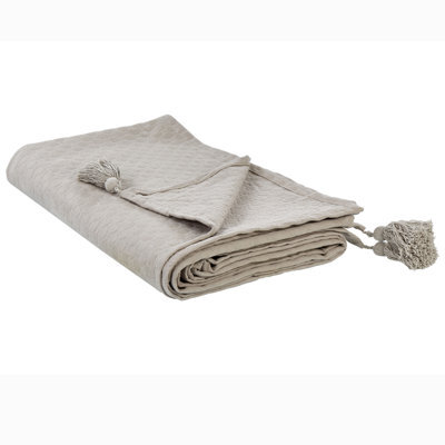 Beliani Bedspread Lindula Cotton 200 X 220 Cm Taupe - image 1