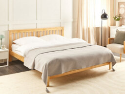 Beliani Bedspread Lindula Cotton 200 X 220 Cm Taupe - thumbnail 2