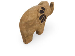 Mango Wood Elephant Sculpture - Hand-Carved Small Elephant Ornament For Home Accessories - Natural Finish - 23.5X16X10.5Cm - thumbnail 4
