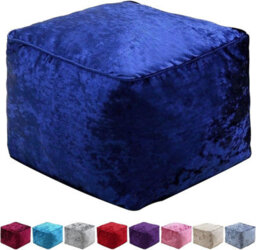 istyle mode Blue Crushed Velvet Bean Bag Pouffe Foot Rest