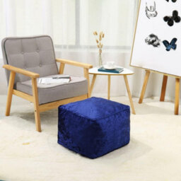 istyle mode Blue Crushed Velvet Bean Bag Pouffe Foot Rest - thumbnail 5