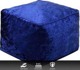 istyle mode Blue Crushed Velvet Bean Bag Pouffe Foot Rest - thumbnail 4