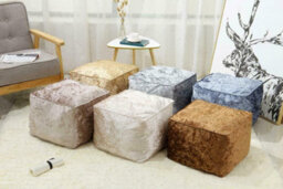 istyle mode Blue Crushed Velvet Bean Bag Pouffe Foot Rest - thumbnail 8
