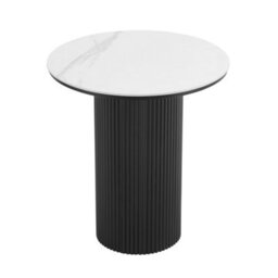 Home Detail Oscar Round Sintered Stone Japandi Side Table With Black Base - thumbnail 2