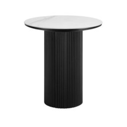 Home Detail Oscar Round Sintered Stone Japandi Side Table With Black Base - thumbnail 3