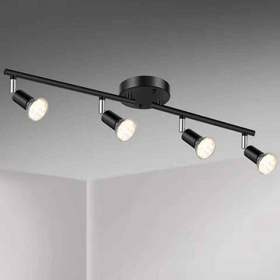 Black Modern Rotatable Ceiling Spotlight 4 Head Gu10 Led Lamp 62Cm - image 1
