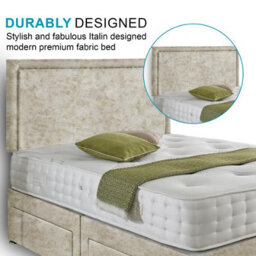 Dining Tables Seoul Matching Headboard Divan Set, 2 Drawer On Same Side With Sprung 1500 Comfort Mattress - Crushed Champagne - King - thumbnail 3
