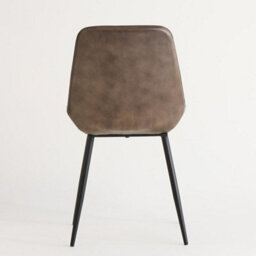 Where Saints Go Ltd Pack Of 2 Brooklyn Grey Ribbed Buffalo Leather Dining Chairs, Matt Black Metal Frames By Where Saints Go - thumbnail 6