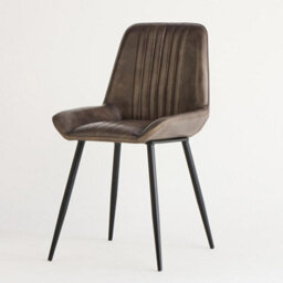 Where Saints Go Ltd Pack Of 2 Brooklyn Grey Ribbed Buffalo Leather Dining Chairs, Matt Black Metal Frames By Where Saints Go - thumbnail 5
