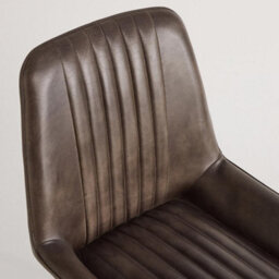 Where Saints Go Ltd Pack Of 2 Brooklyn Grey Ribbed Buffalo Leather Dining Chairs, Matt Black Metal Frames By Where Saints Go - thumbnail 9
