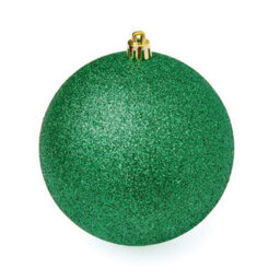 Premier Decorations Limited 4 Large Green Christmas Baubles 10Cm Hanging Glitter Tree Ornament Decoration - thumbnail 3