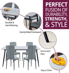 Hallowood Furniture Cullompton Large Rectangular Dining Table (1.6M) With 4 Grey Faux Leather Chairs - thumbnail 2