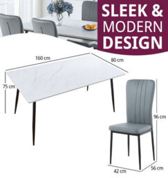 Hallowood Furniture Cullompton Large Rectangular Dining Table (1.6M) With 4 Grey Faux Leather Chairs - thumbnail 3