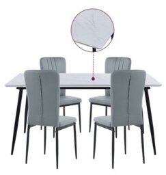 Hallowood Furniture Cullompton Large Rectangular Dining Table (1.6M) With 4 Grey Faux Leather Chairs - thumbnail 8