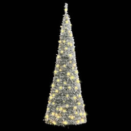 Berkfield Artificial Christmas Tree Pop-Up Flocked Snow 100 Leds 150 Cm - thumbnail 2