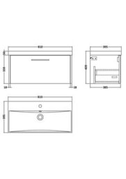 Hudson Reed Juno Wall Hung Single Soft Close Drawer Vanity Unit With Thin-Edge Basin In Autumn Oak Finish, 800mm - thumbnail 7