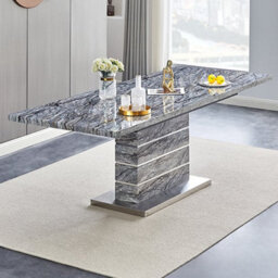 Furniture in Fashion Parini Extendable Melange High Gloss Dining Table 8 Grey Chairs - thumbnail 2