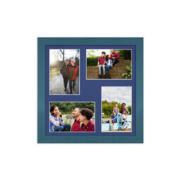 AK Frames 12X12 Navy Blue Modern Multi Photo Frame With Blue Mount - Holds 4 Apertures (4X) 6X4 Photos - thumbnail 1
