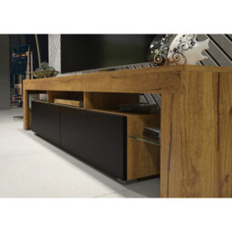 Tv Unit Nova 200Cm - Dark Oak & Black Matt Doors - thumbnail 4