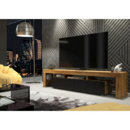 Tv Unit Nova 200Cm - Dark Oak & Black Matt Doors - thumbnail 2