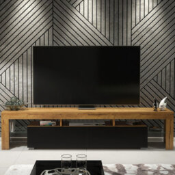 Tv Unit Nova 200Cm - Dark Oak & Black Matt Doors - thumbnail 5