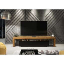 Tv Unit Nova 200Cm - Dark Oak & Black Matt Doors - thumbnail 6