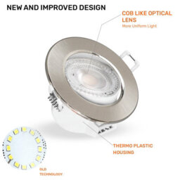 Paul Russells Led Downlight Brush Nickel Dimmable Tilt Recessed Spotlight 6W 570 Lumens Ip44 Colour Changeable Cct3 Pack Of 6 - thumbnail 7