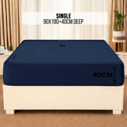 Aspire Homeware Navy Fitted Sheet 40 Cm Extra Deep Pocket Hypoallergenic Bed Sheet Microfiber (L)190Cm X (W)90Cm, Single - thumbnail 7