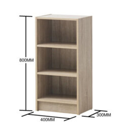 Timber Art Design Small 3 Tier Cube Bookcase Display Shelving Storage Unit Furniture Sonoma Oak - thumbnail 4