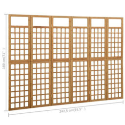 Berkfield 6-Panel Room Divider/trellis Solid Fir Wood 242.5X180 Cm - thumbnail 6