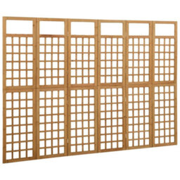 Berkfield 6-Panel Room Divider/trellis Solid Fir Wood 242.5X180 Cm - thumbnail 3