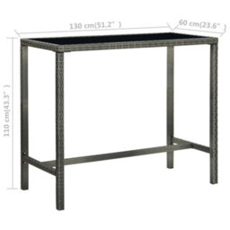 Berkfield Garden Bar Table Grey 130X60X110 Cm Poly Rattan And Glass - thumbnail 6