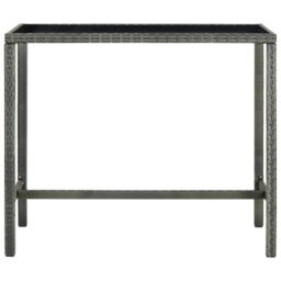 Berkfield Garden Bar Table Grey 130X60X110 Cm Poly Rattan And Glass - thumbnail 2