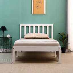 Single Bed Pine Frame 3Ft Wooden Shaker Style Bedroom Furniture  - White - thumbnail 5
