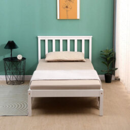 Single Bed Pine Frame 3Ft Wooden Shaker Style Bedroom Furniture  - White - thumbnail 4