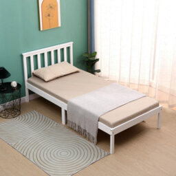 Single Bed Pine Frame 3Ft Wooden Shaker Style Bedroom Furniture  - White - thumbnail 7