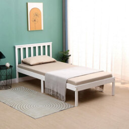 Single Bed Pine Frame 3Ft Wooden Shaker Style Bedroom Furniture  - White - thumbnail 3