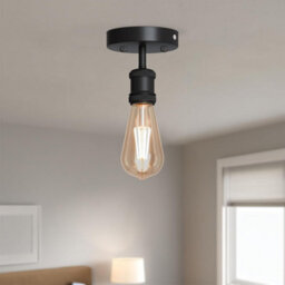 2 Pack Of Single Head Fully Earth Ceiling Light Retro Flush Mount Black E27 Lamp Holder Sconce Pendent Set For Living Room - thumbnail 3