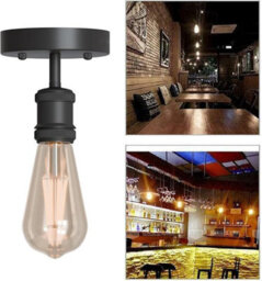 2 Pack Of Single Head Fully Earth Ceiling Light Retro Flush Mount Black E27 Lamp Holder Sconce Pendent Set For Living Room - thumbnail 5