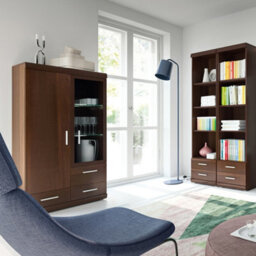 Furniture To Go Imperial 2 Door 3 Drawer Glazed Display Cabinet In Dark Mahogany Melamine - thumbnail 3