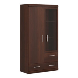 Furniture To Go Imperial 2 Door 3 Drawer Glazed Display Cabinet In Dark Mahogany Melamine
